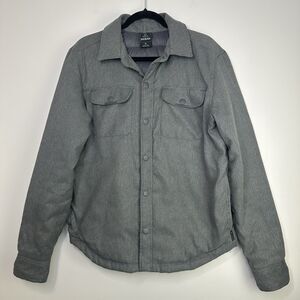 Prana Down Jacket Men's Size Small Gray Lined Insulated Snap Outdoor Hiking